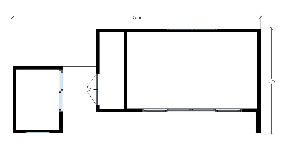 Bespoke garden office with storage floorplan+