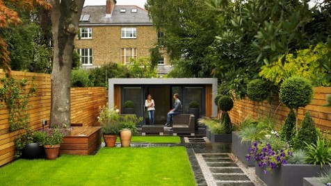Cuberno garden room in a typical Richmond back garden