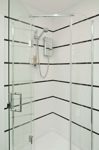 Shower room detail for a garden room self-contained studio