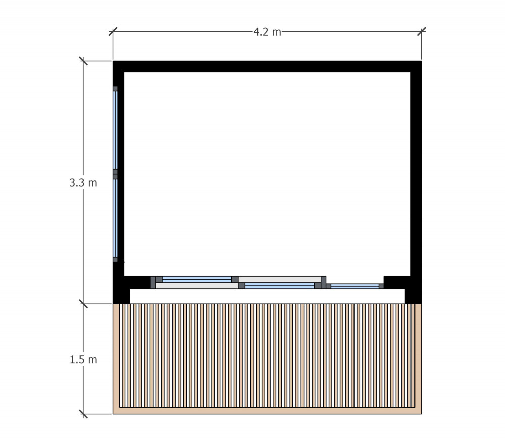 Garden room with covered deck area+