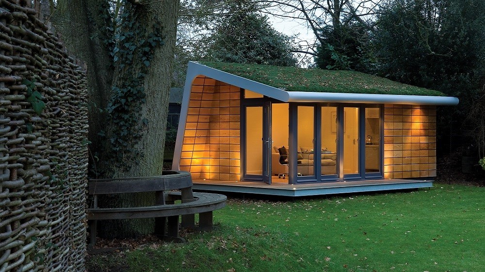 Bespoke garden studio with sedum roof