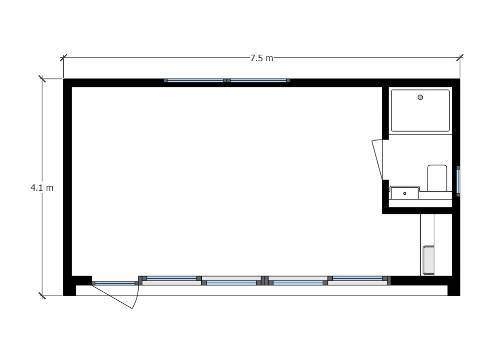 Floor plan of a Putney garden annexe+